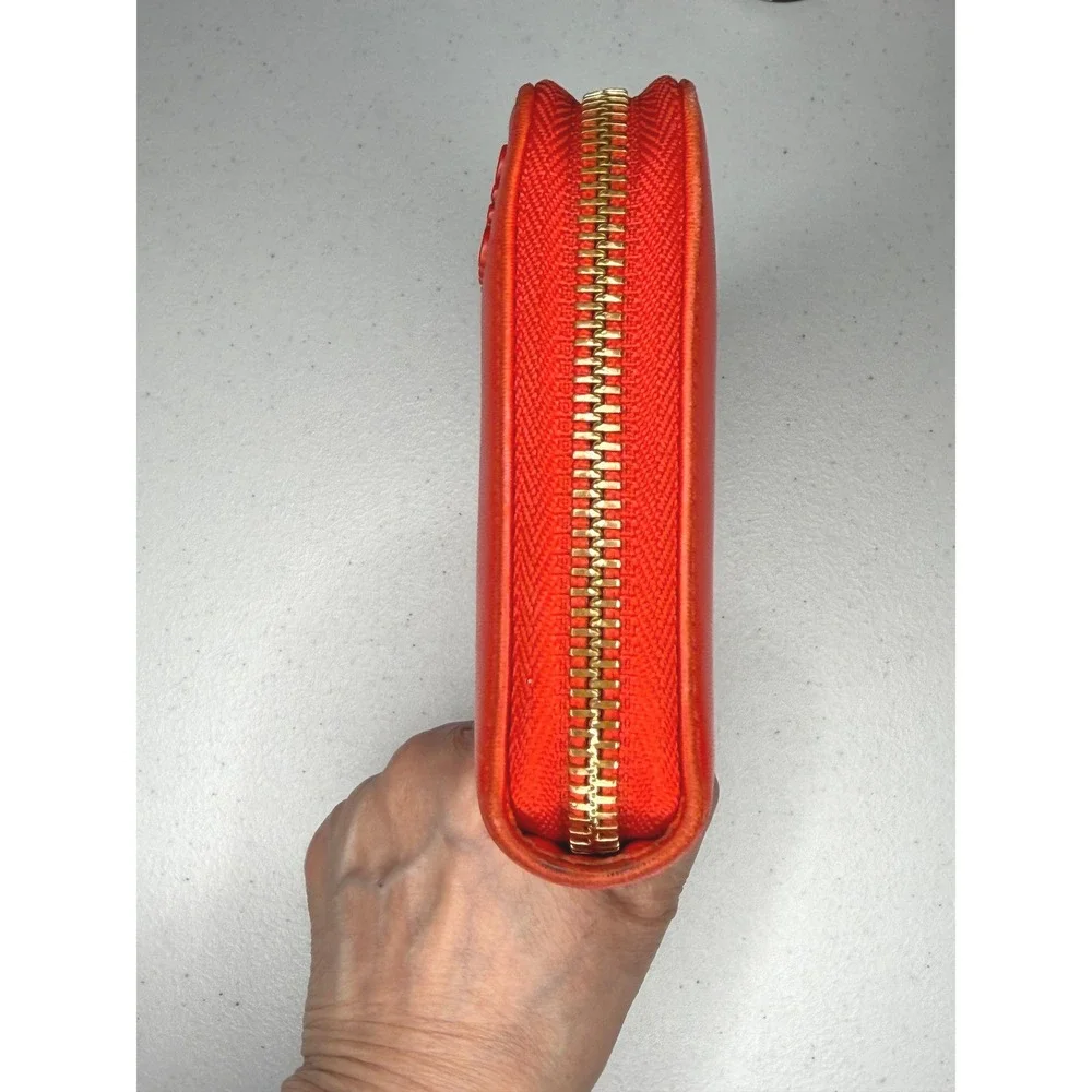 Loewe Anagram Continental Zip Wallet Red Leather Gold Hardware | Authenticated